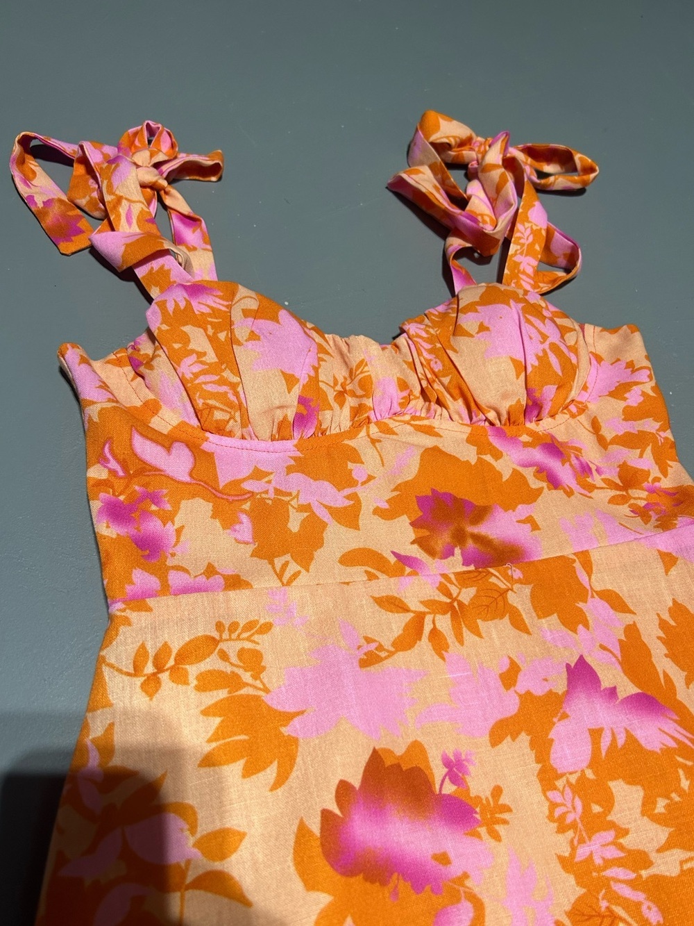 One and Only Collective Orange and Pink Maxi Summer Dress (Women’s Size M) - Picture 3 of 9